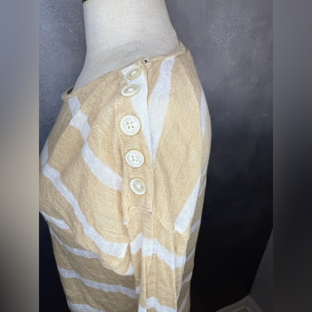 Lauren Ralph Lauren Striped Long Sleeve Top 100% Linen - Picture 6 of 9